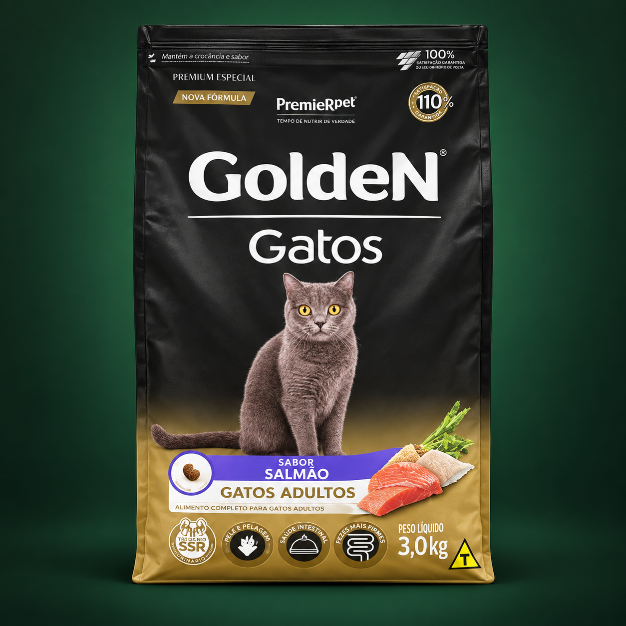 Ração Golden Gatos Adultos Salmão 3kg