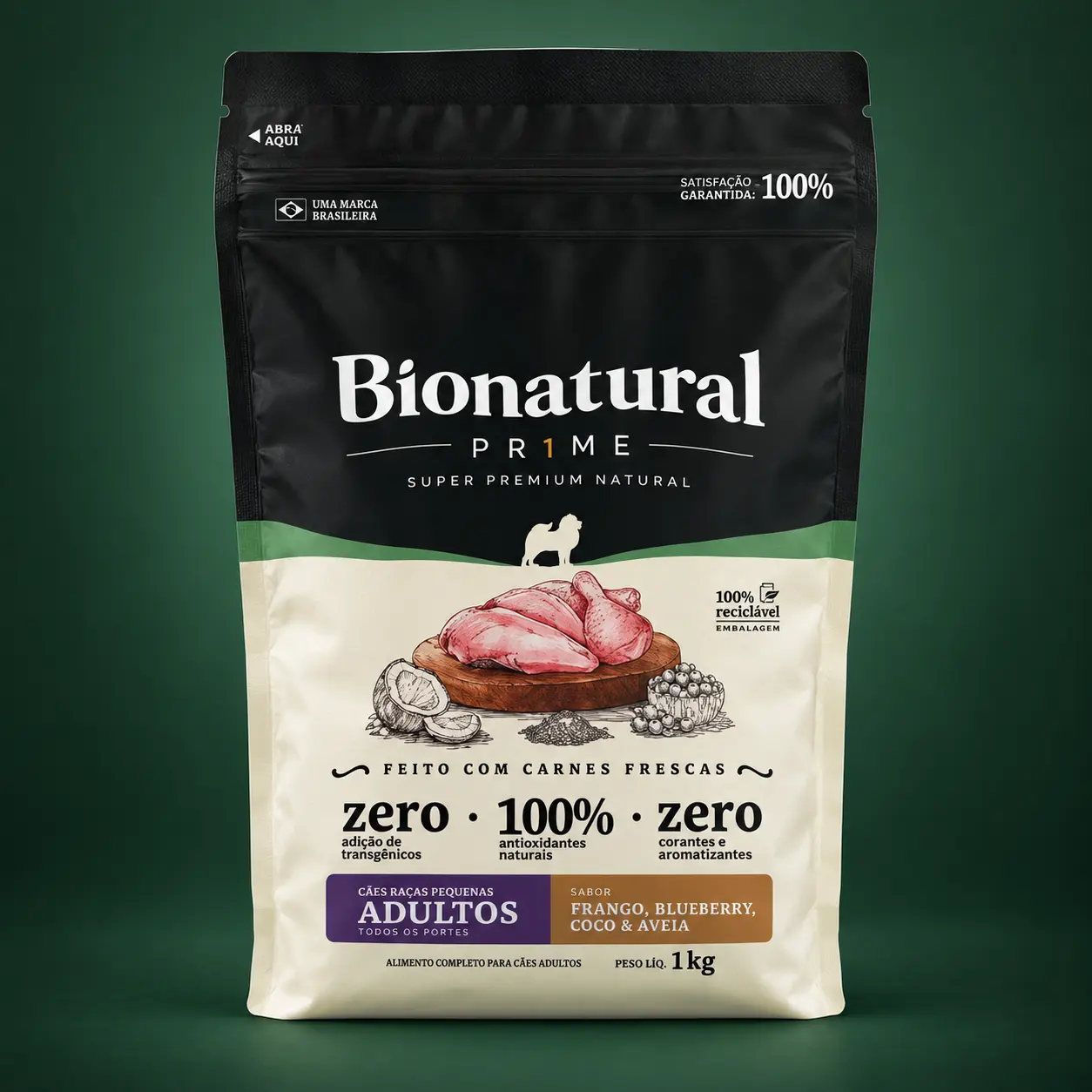 Bionatural Prime Adultos Frango, Blueberry, Coco e Aveia