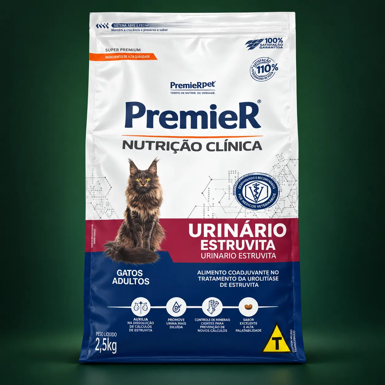 PremieR Nutrição Clínica Urinário Estruvita Gatos Adultos 2,5kg