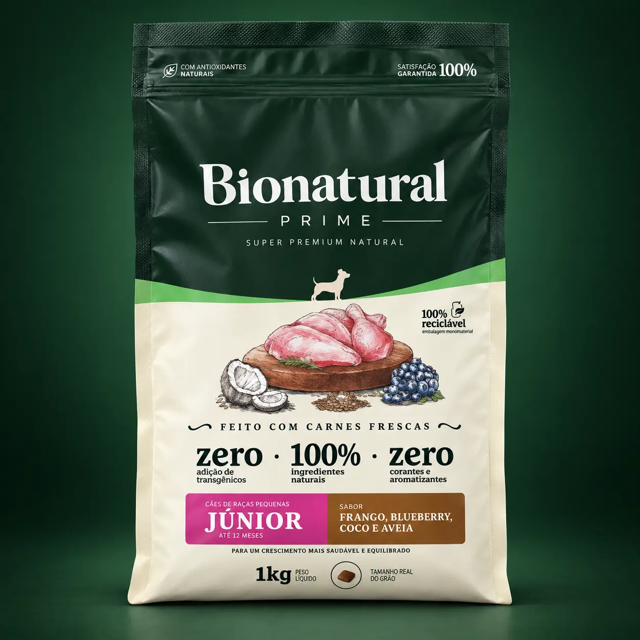 Bionatural Prime Júnior Frango, Blueberry, Coco e Aveia